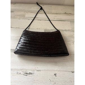 Brown rattan look envelope shoulder bag made in Philippines